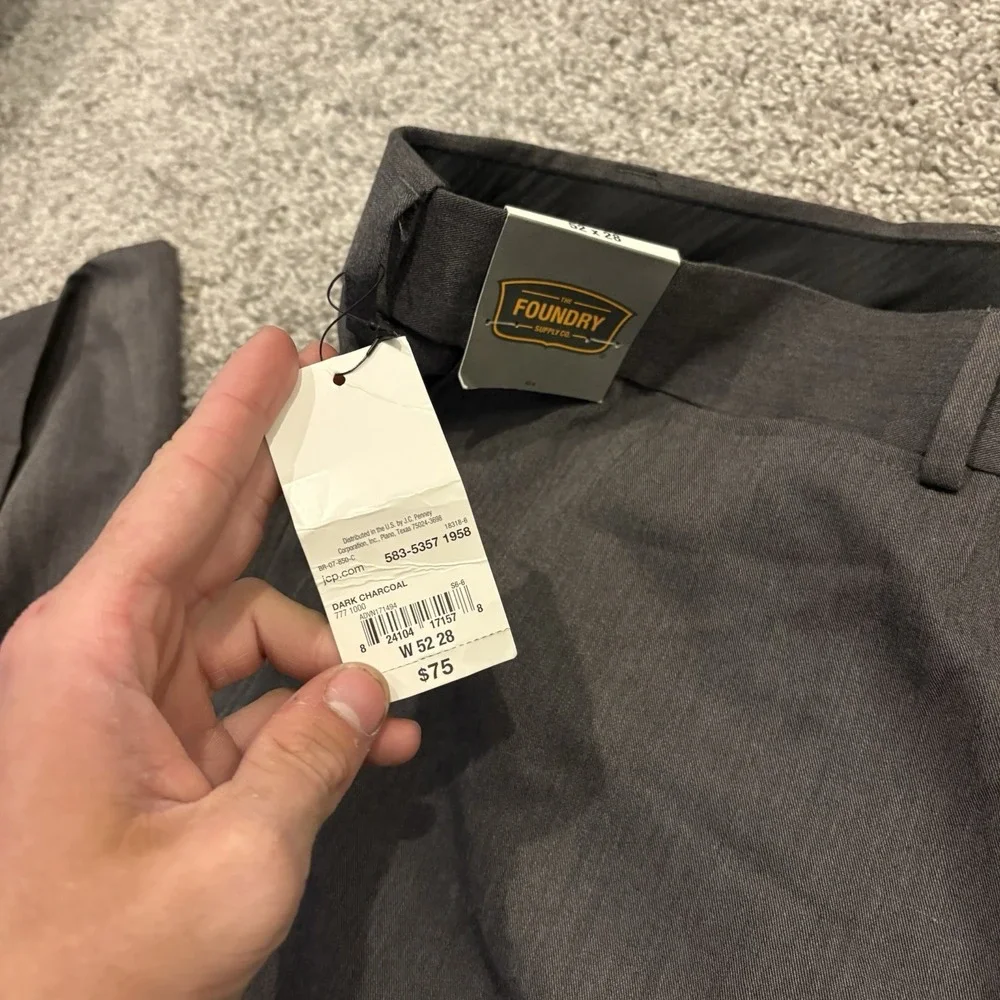 NEW The Foundry Dress Pants Men's 52X28 Casual Comfort Work $75 Dark Charcoal